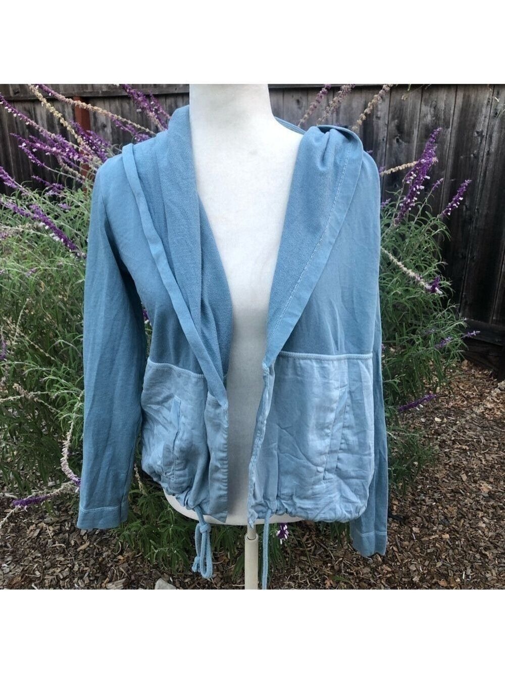 Anthropologie Postmark Two-Tone Blue Open Anorak Jacket - Size Small